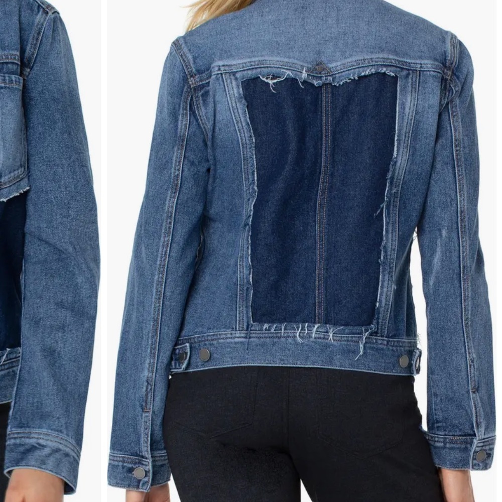 liver pool losangeles patch work frayed denim jacket size medium new with tags - Picture 5 of 15